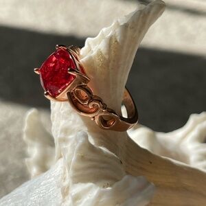 Lab Created Padparadscha Sapphire sterling silver rose gold plated ring